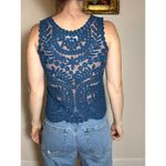 Anthropologie  Brand Baraschi Blue Sheer Lace Top Size XS Photo 1