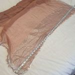 Elegant Sheer Pink Shawl with silver metallic trim 41”x76” EUC Photo 5