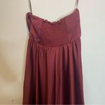 BHLDN  Anthropologie Elsie Straight Neck Satin A-Line Gown Burgundy Berry Photo 7