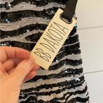 BB Dakota  NWT black & white sequin zebra stripe tank top peplum waist S Photo 4