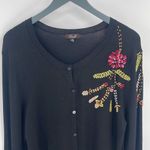 Camille La Vie Womens Embroidered Button Front Silk Blend Cardigan Black Medium Photo 1