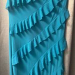 PRETTYGARDEN Strapless Teal Ruffle Maxi Dress | Formal Evening Wedding Guest Photo 2