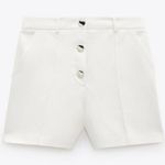 ZARA Womens High Waisted Button Shorts/Bermuda Off-White Sz S NWT Photo 1
