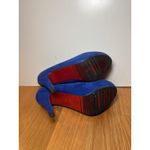 Platform Mary Jane High Heels Shoes Womens Size 8 Blue Suede Ankle Strap Pumps Photo 6