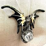 Unisex Mystical dragon with crystal ball pendant necklace Photo 11