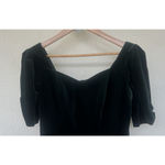 Laura Ashley VTG  Green Velvet Midi Dress XS Puff Sleeve Bow Cottage Romantic Photo 1