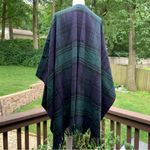 Talbots  Poncho Plaid Open Shawl Cape One Size OS Made In Italy Wool Vintage Photo 3