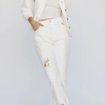 Reformation White Floral Embroidered Cynthia Straight Jeans Photo 4