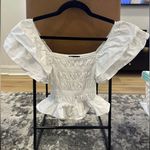 ZARA NWT white cotton ruffle sleeve peplum smocked stretchy top Photo 1