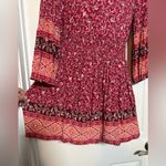 American Eagle Red Paisley Long Sleeve Bohemian Western Peasant Dress S Photo 6