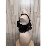Torrid Curve Cherry Print Bustier Crop Top Size 2 Black Tie Strap Ruffle Hem Photo 5