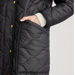 Quince  Featherless Quilted Long Puffer Jacket Womens XL Black Zip Front Photo 7