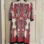 Dress Barn Signature Camryn 10 Petite Retro Paisley Sheath Pink Midi Dress Lined Spring Photo 8