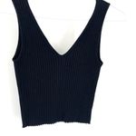 Madewell V-Neck Black Ribbed Sweater Cropped Basic Casual Minimalist Tank Top Photo 6