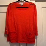 Gretchen Scott | Orange Coral Polly Pocket Sweater Size XL Accent Buttons Photo 0