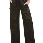 Equipment Ines Black Satin Wide Leg Cargo Pocket Trouser Pants Size 10 Photo 0