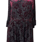Modcloth  Very Visionary Red Floral Velvet Burnout Large Bell Sleeve Dress Photo 0