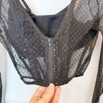 B Tempted Womens Corset Sz Medium Fairy Whimsigoth Sheer Dark Long Sleeve Top Black Photo 3