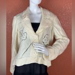 Tribal Cream Blazer with Embroidered Floral Design Size 14 Photo 0