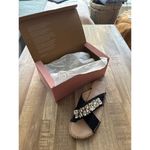 Women's Glam Manebi Crystal Raffia Espadrille Sandals size 38 Quiet Luxury Black Photo 3