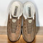 Skechers sport tan suede slip on comfy fleece lined shoes. Photo 3