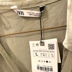 ZARA  LINEN BLEND CHAIN LINK BELT DRESS in Light Khaki Photo 9