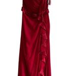 David's Bridal long strapless dress with front ruffle cascade size 4 Photo 1