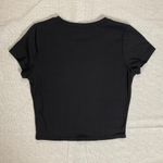 Bozzolo | Black Ribbed Crewneck Short Sleeve Cropped Tee | Large Photo 1