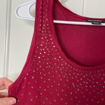 DKNY EUC women’s dark red silver jeweled scoop neck thick strap tank top large Photo 1