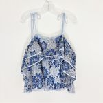 Rebecca Minkoff Dena Cold Shoulder Blouse Blue Floral Lace NWT Size Small Photo 4