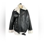 OW Collection STOCKHOLM JACKET Faux Leather Shearling Lined Biker Black M Size M Photo 2