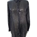 DKNY  sheer black fully sequined shirt Blouse tunic Sz m/L Party Cocktail Formal Photo 0