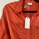 VICI Orange Satin Button Down Blouse • Size S • Oversized Fit Photo 1