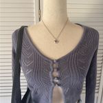 Boutique  Purple Knitted Cropped Buttoned Cardigan Photo 5