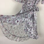 Hill House 100% Silk Nima Wrap Mini Dress Small Blue Floral Cabernet Trellis Photo 10