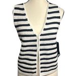 BROADWAY 38 Striped Knit Sweater Vest Top Waistcoat Medium Black Photo 0