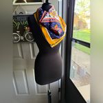 Vintage 70/80s Honey silk floral made in Japan neck head scarf Blue Photo 2