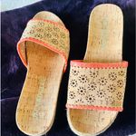 Jack Rogers  METALLIC FLORAL ESPADRILLE CORK SLIDES IN CORAL Photo 2