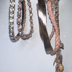 Set of Four Boho Rose Gold Tone‎ Charm, Rhinestone and Leather Bracelets Pink Photo 0