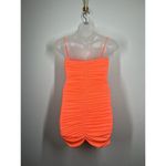 superdown  Medium M Rachelle Mini Dress Ruched Stretch Jersey Neon Pink O… Photo 2