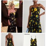 RODARTE Yellow Rose Print Appliquéd Printed Silk Crepe De Chine Maxi Dress Size 2 Photo 1