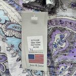 Jess & Jane Paisley Purple Blue Black White Tunic with Rhinestones NEW Photo 11