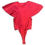 Free People Byron Ribbed Flutter-Sleeve Bodysuit in Raspberry Photo 4