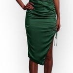 Lavish Lice Lavish Alice Wo Midi Dress Women's 14 Emerald Green Satin Cross Back Cowl Neck Photo 0