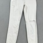 Old Navy  Jeans Women White Rockstar Super Skinny Ankle Ripped Distressed Raw Hem Photo 0