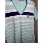 Nike Golf Womens Top Medium US Open Championship Shirt Short Sleeve Striped Blue Photo 4