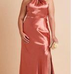 Birdy Grey NWT monica halter maxi dress shiny satin terracotta Womens Size XXL Photo 1