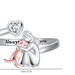 Women’s Stainless Steel Silver Dog Lover “Always with You” Adjustable Ring 7 Photo 2