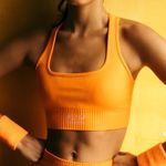 BUM Athletics seamless cut low sports bra tank ribbed padded neon orange Photo 0