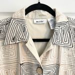 Units Embroidered Linen Blend Jacket Abstract Beige Black L Artsy Lagenlook Tan Size L Photo 2